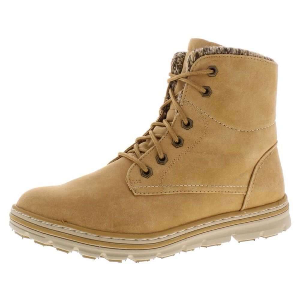 Cliffs by White Mountain Womens Keegan Tan Faux Suede Lace-Up Boot Shoes NWOB